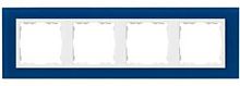 SIMON Рамка на 4 поста, S82N, синий - белый (стекло) (82647-64)