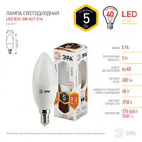ЭРА Лампа светодиодная LED B35-5W-827-E14  (диод, свеча, 5Вт, тепл, E14  (10/100/3500)  (Б0018871)