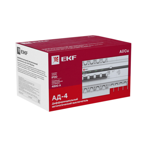 EKF Выключатель автоматический дифференциальный АД-4 4п 40А 30мА С  PROxima (DA4-40-30-pro) фото 2