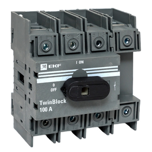 EKF Рубильник 100A 4P c рукояткой управления для прямой установки TwinBlock EKF (tb-100-4p-f)