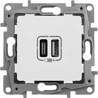 LEGRAND Зарядное устройство с двумя USB-разьемами тип A-тип С 240В/5В 3000мА - Etika - Цвет Белый (672236 )