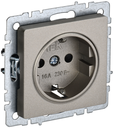 BRITE Розетка с заземлением с защитными шторками 16А РС14-1-0-БрШ шампань (BR-R14-16-K37)