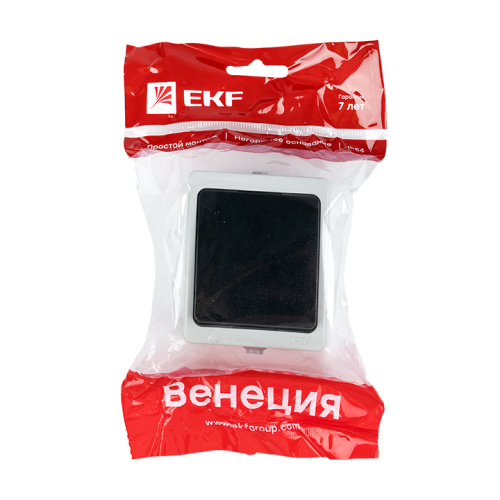 EKF Венеция Выключатель одноклавишный 10А IP54 cерый (EVV10-021-30-54) фото 2