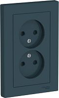 SCHNEIDER ELECTRIC Розетка ATLASDESIGN двойная без заземления со шторками 16А в сборе изумруд (ATN000822)