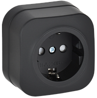 IEK GLORY Розетка 1-местная для открытой установки с заземлением с защитными шторками 16А РСш20-3-ХЧм черный матовый  (ERH14-K02M-16)