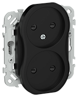 FLITE Розетка 2-местная без заземления с защитными шторками безвинтовое крепление 10А черный (FI-R23-10-1-K02)
