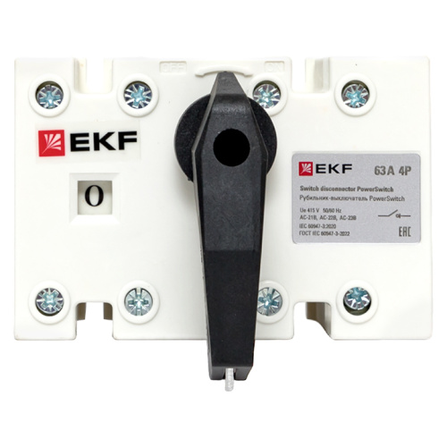 EKF Рубильник-выключатель 63A 4P c рукояткой управления для прямой установки PowerSwitch EKF (psds-63-4) фото 2