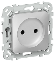 FLITE Розетка без заземления без защитных шторок безвинтовое крепление 10А алюминий (FI-R10-10-1-K47)