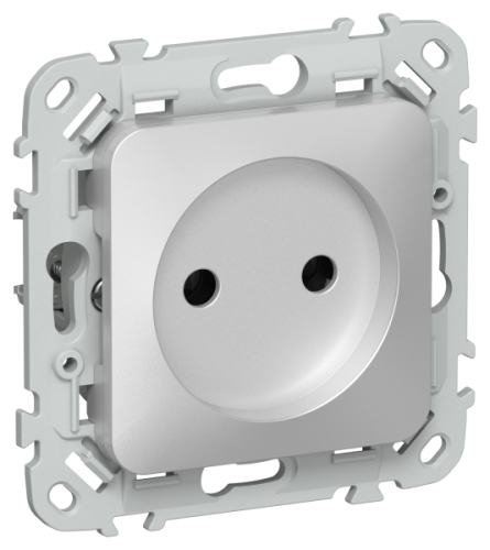 FLITE Розетка без заземления без защитных шторок безвинтовое крепление 10А алюминий (FI-R10-10-1-K47)