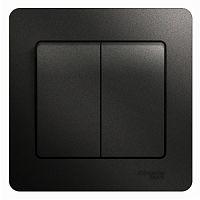 SCHNEIDER ELECTRIC GLOSSA Выключатель двухклавишный сх.5 антрацит в сборе (GSL000752)