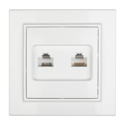 EKF Розетка Минск RJ-45+Phone СП белая Basic (ERK00-135-10) фото 2