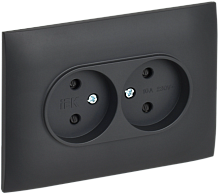 IEK SKANDY Розетка 2-местная без заземления с защитными шторками 10А в сборе SK-R09T титан  (SK-R23-10-K48-F)