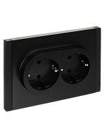 IEK FORTE&PIANO Розетка 2-местная с заземлением с защитными шторками безвинтовое крепление 16А FP123 черный  (FP-R24-16-1-K02)