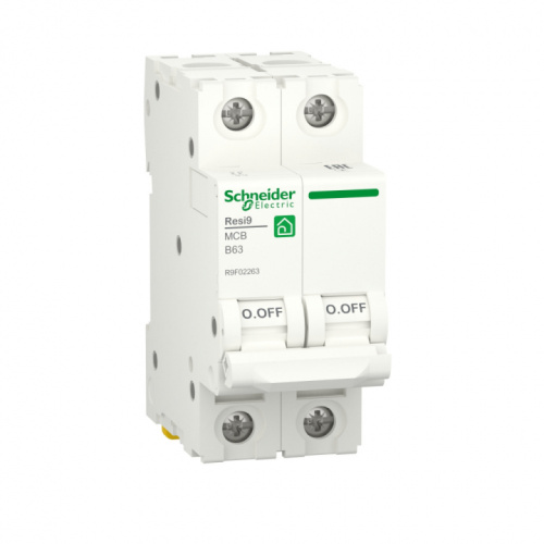 SCHNEIDER ELECTRIC RESI9 Выключатель автоматический B 63А 2P 6000A (R9F02263)