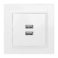 EKF Минск Розетка USB 2-местная СП 2,1А  белая (ERR-2USB-100)