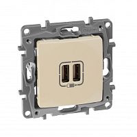LEGRAND ETIKA Зарядное устройство с двумя USBразьемами 240В/5В 2400мА слоновая кость (672394 )