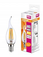 OSRAM Лампа светодиодная LED 5Вт E14 CLB60 тепло-бел, Filament прозр.свеча на ветру OSRAM  (4058075212336)