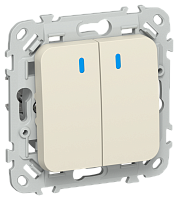 FLITE Выключатель 2-клавишный с индикацией 10А л сливочный (FI-V20-1-10-1-K86)