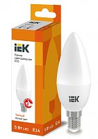 IEK Лампа светодиодная LED 5вт E14 тепло-белый матовая свеча ECO (LLE-C35-5-230-30-E14)