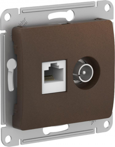 SCHNEIDER ELECTRIC GLOSSA Розетка двойная ТВ + компьютерная RJ45, кат. 5Е, ШОКОЛАД (GSL000889) SCHNEIDER ELECTRIC GLOSSA Розетка двойная ТВ + компьютерная RJ45, кат. 5Е, ШОКОЛАД (GSL000889)