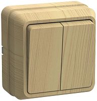 IEK ОКТАВА Выключатель двухклавишный наружный сосна 10А (EVO20-K03-10-DC)