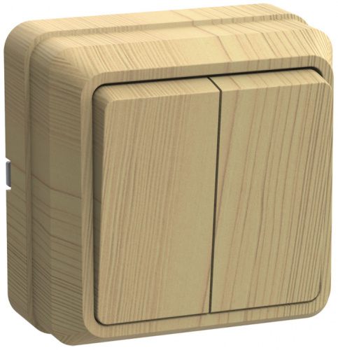 IEK ОКТАВА Выключатель двухклавишный наружный сосна 10А (EVO20-K03-10-DC)