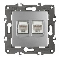 ЭРА Розетка 2хRJ45,  Elegance, алюминий, 14-3108-03 (Б0034310)