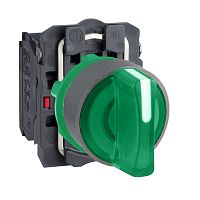 SCHNEIDER ELECTRIC Переключатель 22мм, 3 позиции, 230В, зеленый, с подсветкой, заподлицо, 1НО, 1НЗ, пластик C0 (XB5AK133M5C0)