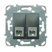 SCHNEIDER ELECTRIC UNICAtop Розетка телефонная 2хRJ11 6 контактов в рамку графит (MGU5.9090.12ZD)