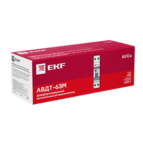 EKF Выключатель автоматический дифференциальный АВДТ-63М 1п 16А 30мА С (DA63M-16-30) фото 3