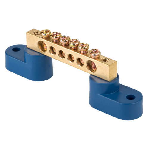 EKF Шина 0 N 8х12мм 6 отверстий латунь 2 синих угловых изолятора PROxima (sn0-125-06-2)