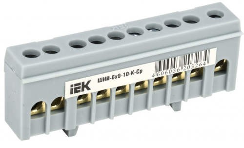 IEK Шина L фаза корпусный изолятор на DIN-рейку ШНИ-6х9-10-К-Ср