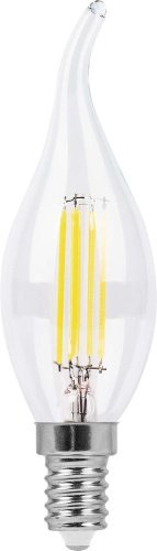 FERON Лампа светодиодная LED 7вт Е14 теплый матовая свеча на ветру FILAMENT (LB-67) (25786)