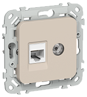 FLITE Розетка 2-местная RJ45/TV категория 5Е UTP РКТВ5е-2-0- льняной (FI-AK22-1-K88)