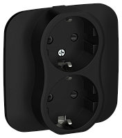 FLITE Розетка 2-местная с заземлением с защитными шторками 16А в сборе РСш12-0-А- черный (FI-R24A-16-K02)