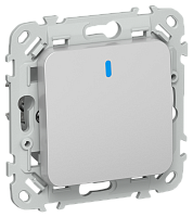 FLITE Выключатель 1-клавишный с индикацией 10А  алюминий (FI-V10-1-10-1-K47)