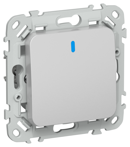 FLITE Выключатель 1-клавишный с индикацией 10А  алюминий (FI-V10-1-10-1-K47)