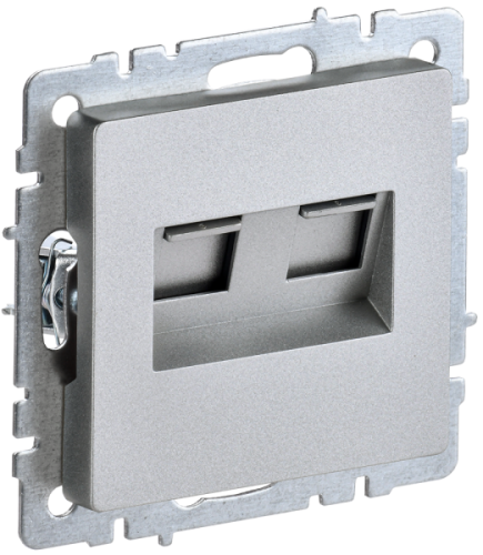 IEK BRITE Розетка компьютерная двойная RJ45 кат.5E РК10-2-БрА алюминий (BR-K20-1-K47)