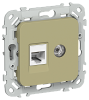 FLITE Розетка 2-местная RJ45/TV категория 5Е UTP РКТВ5е-2-0- оливковый (FI-AK22-1-K26)