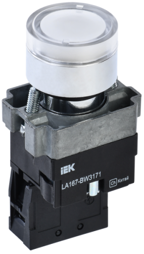 IEK Кнопка LA167-BW3171 d=22мм RC 1з с подсвет. белая (BBT20-BW3171-1-12-67-K01)