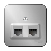 SCHNEIDER ELECTRIC Розетка BLANCA наружная двойная компьютерная RJ45, кат.5e, с изолирующей пластиной, алюминий (BLNIA045453)