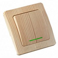 HEGEL Выключатель двухклавишный скрытый с индикацией сосна 16А (ВС16-352-02)