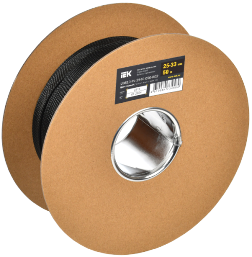 IEK Оплетка кабельная 25-33мм полиэстер 50м черная  (UBS10-PL-2540-050-K02)