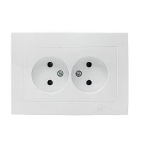 EKF Валенсия розетка 2-местная б/з 10А белая с защ. штор. EKF PROxima (EWR10-102-10)