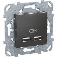 SCHNEIDER ELECTRIC Розетка USB UNICA TOP 2.1 А графит (MGU5.418.12ZD)