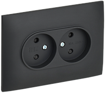 IEK SKANDY Розетка 2-местная без заземления с защитными шторками 10А в сборе SK-R09G графит  (SK-R23-10-K53-F)