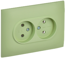 IEK SKANDY Розетка 2-местная без заземления без защитных шторок 10А в сборе SK-R10G мятный  (SK-R20-10-K06-F)