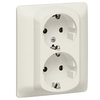 LEGRAND Galea Life Розетка двойная с заземлением со шторками pearl (771531 )