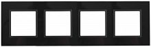 ЭРА Рамка на 4 поста, стекло,  Elegance, чёрный+антр, 14-5104-05 (Б0034528)