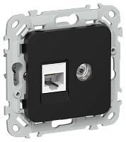 FLITE Розетка 2-местная RJ45/TV категория 5Е UTP РКТВ5е-2-0- черный (FI-AK22-1-K02)